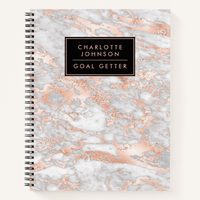 Trendy Rose Gold Marble Goal Getter Journal (Front)