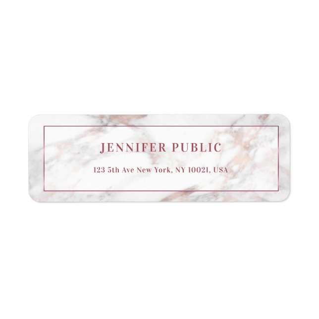 Trendy Rose Gold Marble Gold Modern Template (Front)