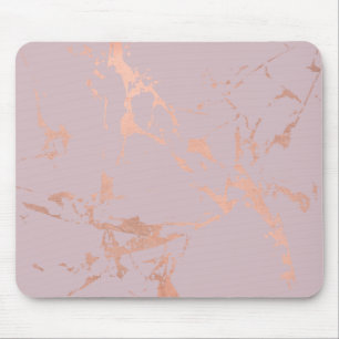 Trendy Rose Gold Marble Pattern on Blush Mouse Mat