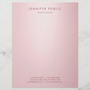 Trendy Rose Gold Minimalist Template Elegant Custom Letterhead