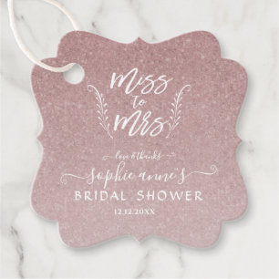 Trendy Rose Gold Miss To Mrs Bridal Shower Favour Tags