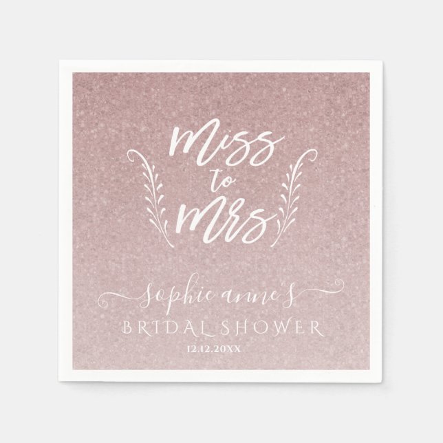 Trendy Rose Gold Miss To Mrs Bridal Shower Napkin (Front)