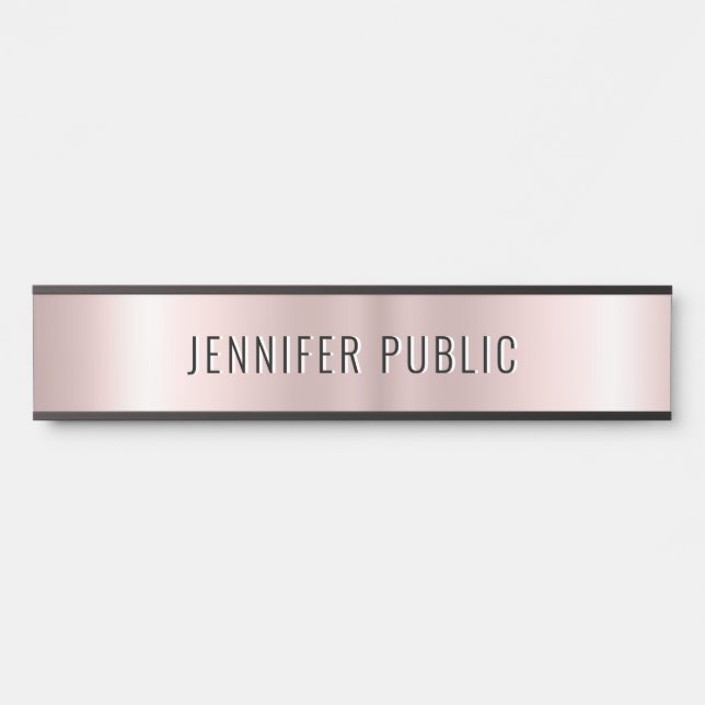 Trendy Rose Gold Modern Elegant Template House Door Sign (Front)