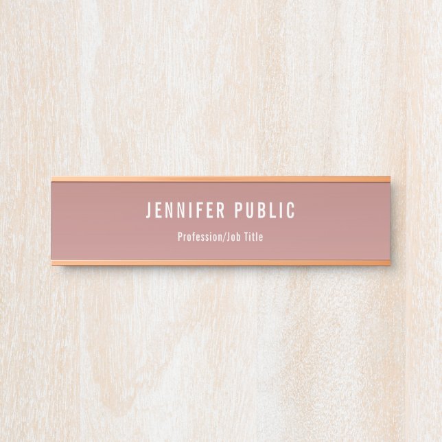 Trendy Rose Gold Modern Professional Template Door Sign (Front)