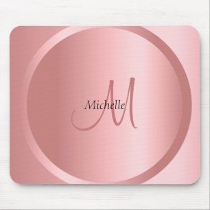 Trendy Rose Gold Monogram Elegant Template Mouse Mat
