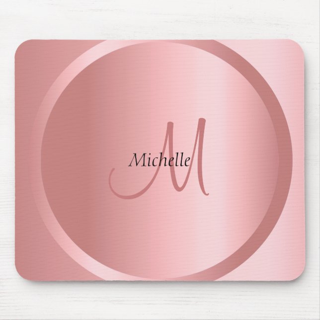 Trendy Rose Gold Monogram Elegant Template Mouse Mat (Front)