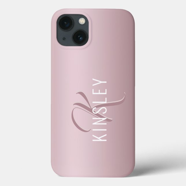 Trendy Rose Gold Personalised Monogram Case-Mate iPhone Case (Back)