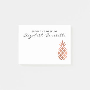 Trendy Rose Gold Pineapple Personalised Post-it Notes