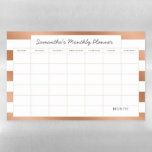 Trendy Rose Gold Stripes Monthly Planner Calendar Magnetic Dry Erase Sheet<br><div class="desc">Trendy Rose Gold Foil Stripes with white, personalised Text, name, or business information. Elegant chic and stylish. Simple minimal design - Photography Studio, Hair Salon, Shop Boutique, etc Personal or Business Custom Monthly personal or business planner calendar! ~ Check my shop to see the entire Office suite for this design!...</div>