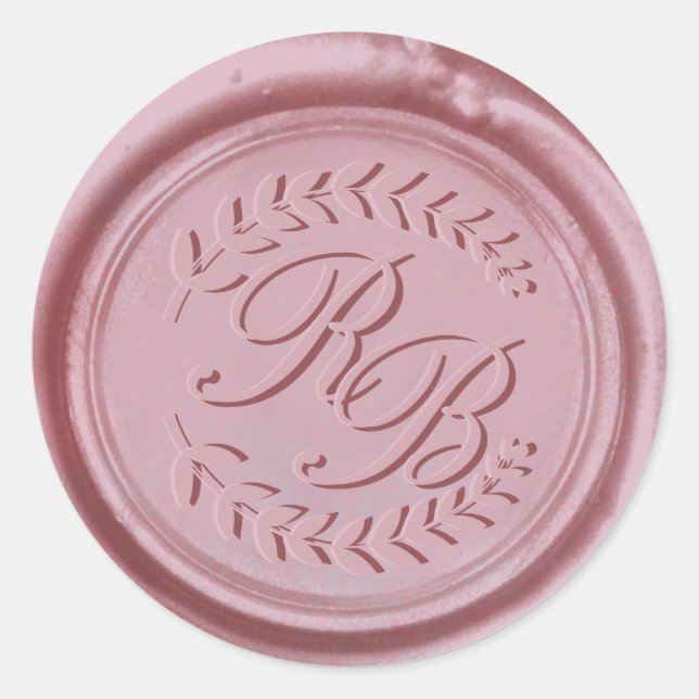 Trendy Rose Gold Wax Seal Monogram Wedding (Front)