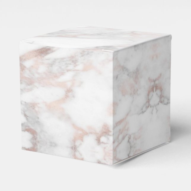 Trendy Rose Gold White Marble Elegant Template Favour Box (Front Side)