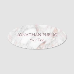 Trendy Rose Marble Elegant Modern Template Name Tag