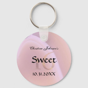 Trendy Rose Pink Crystal Sweet 16 Party Favours Key Ring