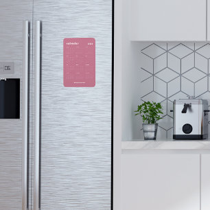 Trendy Rose Pink Full Year 2024 Calendar Magnet