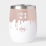 Trendy Rose Pink Gold Metallic Drips 21st Birthday<br><div class="desc">A trendy rose pink gold faux metallic drip design with chic distressed monogram. A modern style with a touch of grunge attitude! An ideal birthday gift or decor for a 21st Birthday.</div>