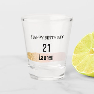 Trendy Rose Pink GoldDrips 21st Birthday Shot Glas Shot Glass