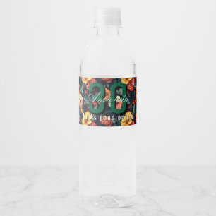 Trendy Rose Themed Adult Birthday Water Bottle Label