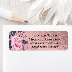 Trendy ROSEGOLD Wedding Metallic Pink Navy Glitter