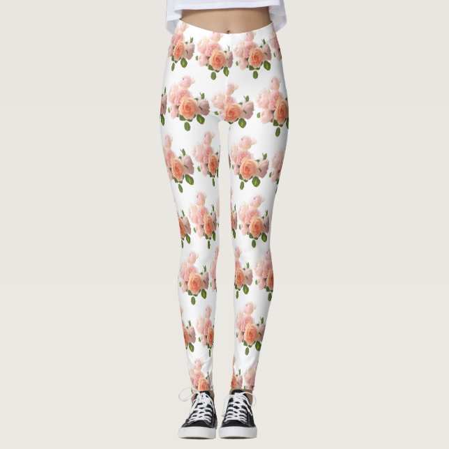 Trendy Roses Design Modern Elegant Template Leggings (Front)