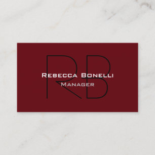 Trendy Rosewood Black Monogram Business Card