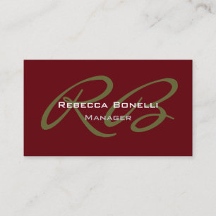 Trendy Rosewood Gold Colours Monogram Business Car Business Card