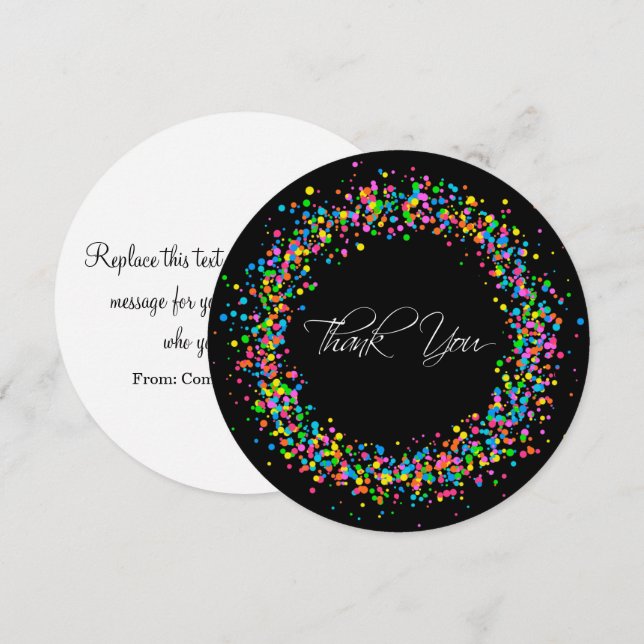 Trendy Round Thank You Cards With Envelopes (Front/Back)