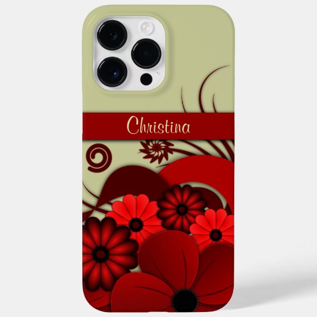 Trendy Ruby Red Floral Hibiscus Gothic Flowers Case-Mate iPhone Case (Back)