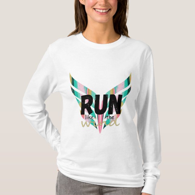 Trendy run like the wind running shirt paintstroke (Front)