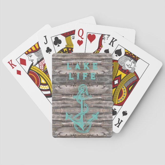 trendy rustic NAUTICAL TEAL ANCHOR | Playing Cards (Back)