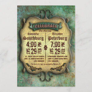 Trendy Rustic Patina Wedding Invite