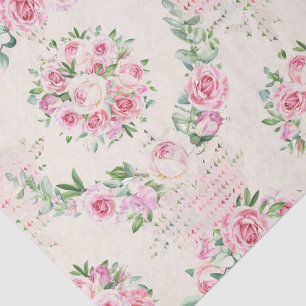 Trendy rustic pink classic feminine flowers wrap tissue paper