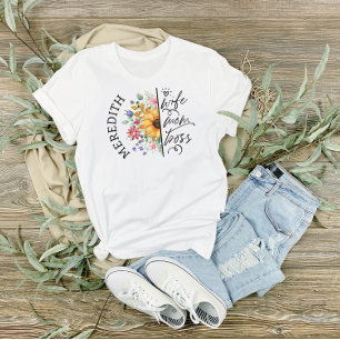 Trendy Rustic Sunflower Wife Mum Boss T-Shirt