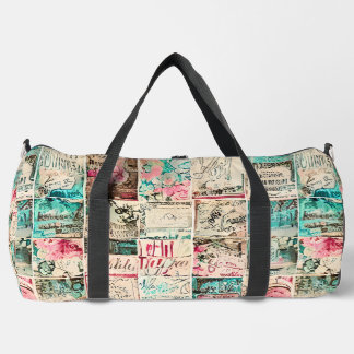 Trendy rustic vintage collage artwork Grunge Duffle Bag