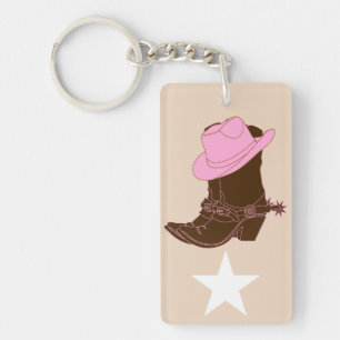 Trendy Rustic Western Cowgirl Boots Key Ring