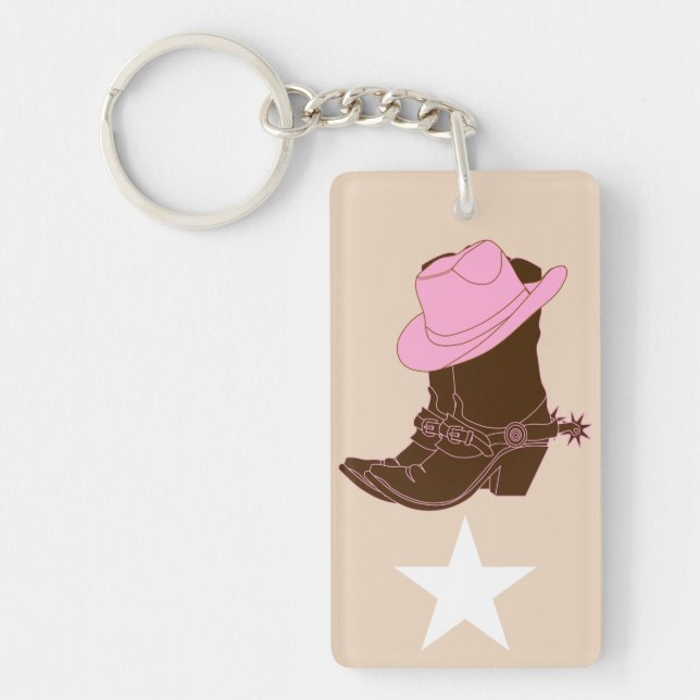 Trendy Rustic Western Cowgirl Boots Key Ring (Front)