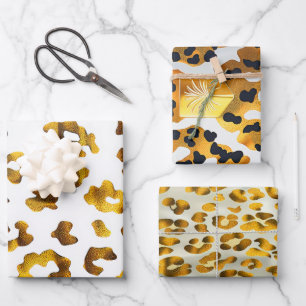 Trendy Safari Chic Gold Animal Print Gift Wrapping Paper Sheet