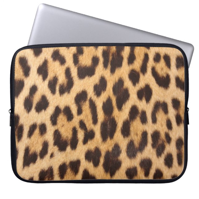 trendy safari fashion leopard spots cheetah print laptop sleeve (Front)