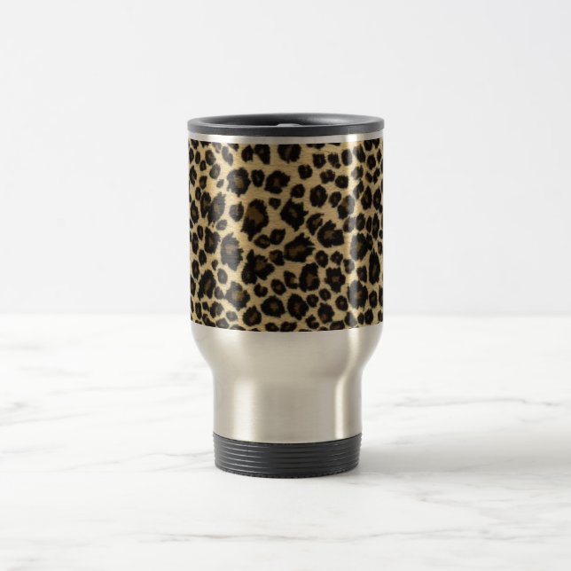 Trendy Safari Leopard Print Travel Mug (Center)