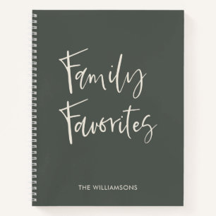 Trendy Sage Cream Script Cooking Family Recipe Notebook