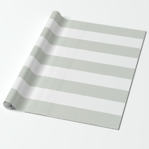 Trendy Sage Green and White Stripes Wrapping Paper