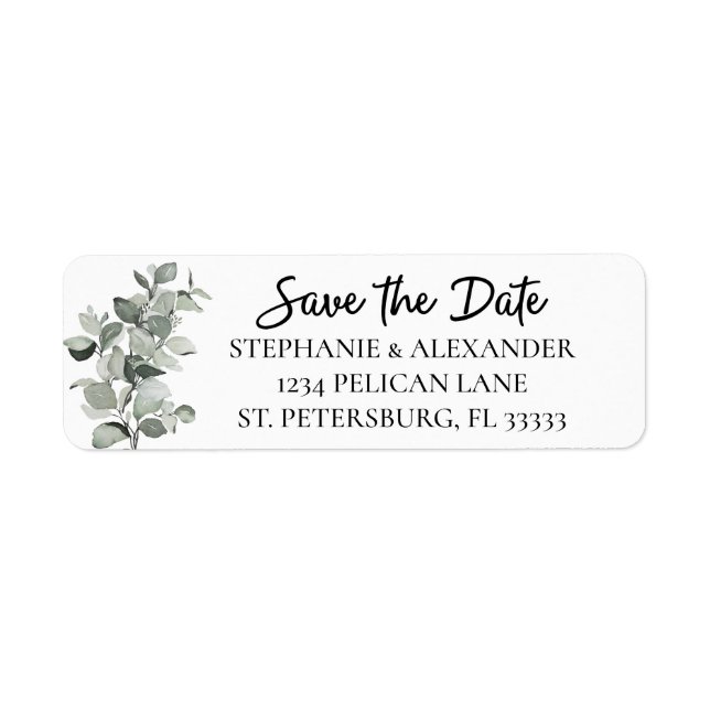 Trendy Sage Green Eucalyptus Wedding Save the Date (Front)