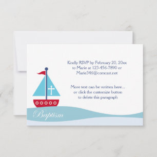Trendy Sailboat Baptism RSVP Enclosure Cards