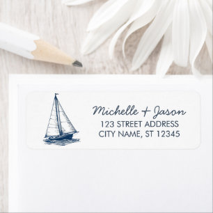 Trendy Sailboat Nautical Watercolor Return Address