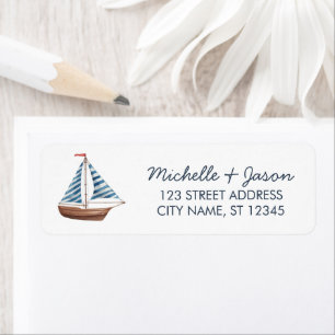 Trendy Sailboat Nautical Watercolor Return Address