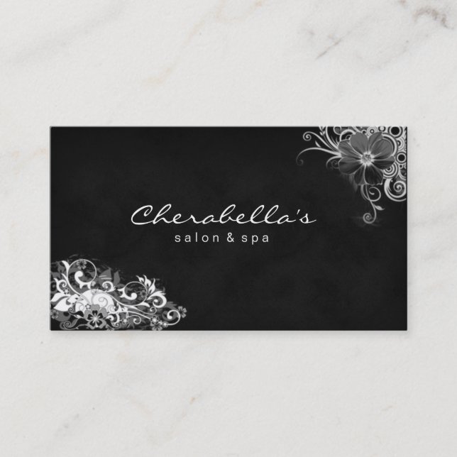 Trendy Salon Spa Floral Business Card White (Front)