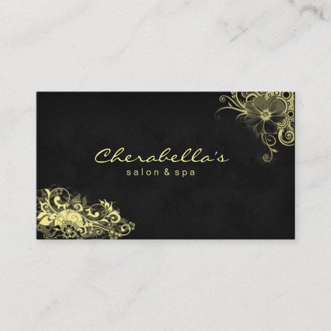 Trendy Salon Spa Floral Business Card Yellow (Front)