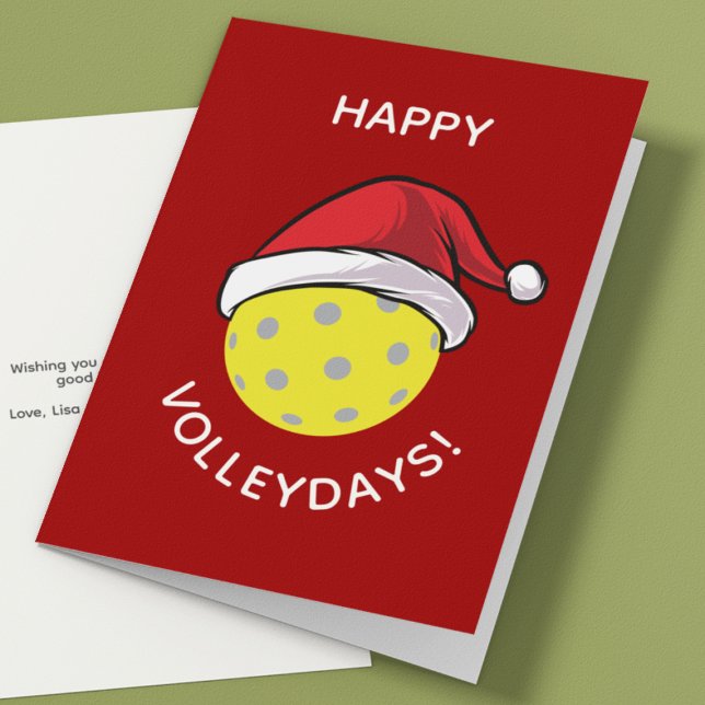 Trendy Santa Cap Pickleball Red Christmas Holiday Card (Creator Uploaded)