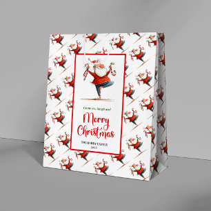 Trendy Santa Claus fun watercolor holiday gift bag