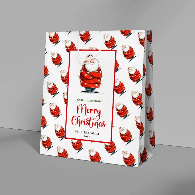 Trendy Santa Claus gift bag editable festive charm (Trendy Santa Claus gift bag editable festive charm

)