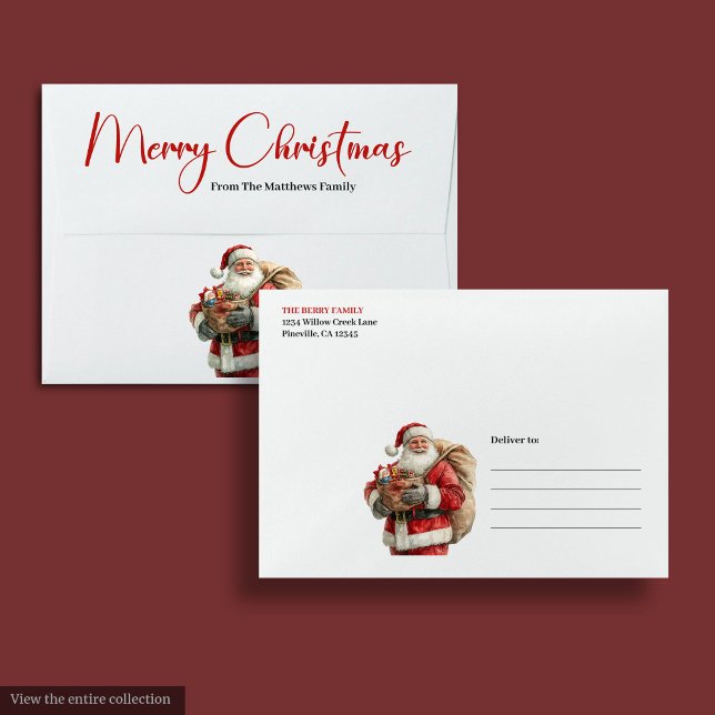 Trendy Santa Claus Modern Warmish Holiday Envelope (Trendy Santa Claus Modern Warmish Holiday Envelope)